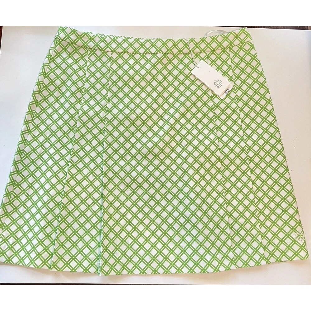 Tory Burch Sport Printed Tech Twill Pleated Golf Skirt Size Large New with Tags